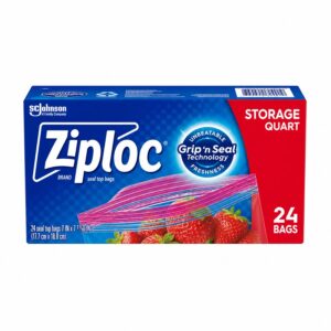 Ziploc Storage Bags, quart, 24 ct