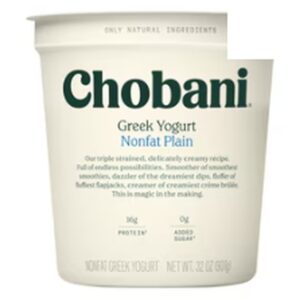 Chobani Nonfat Plain Greek Yogurt, 907 g